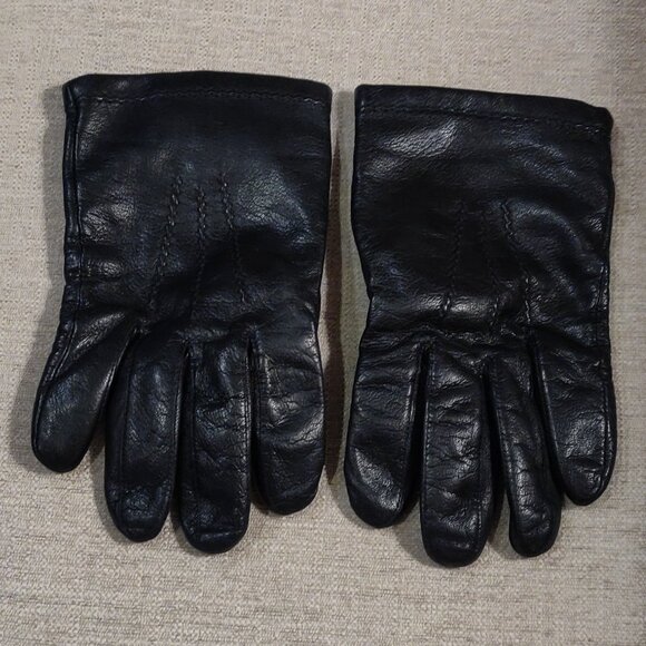 Lands End Black Leather Gloves Cashmere Sweater Lining MEN'S XL - Picture 1 of 5